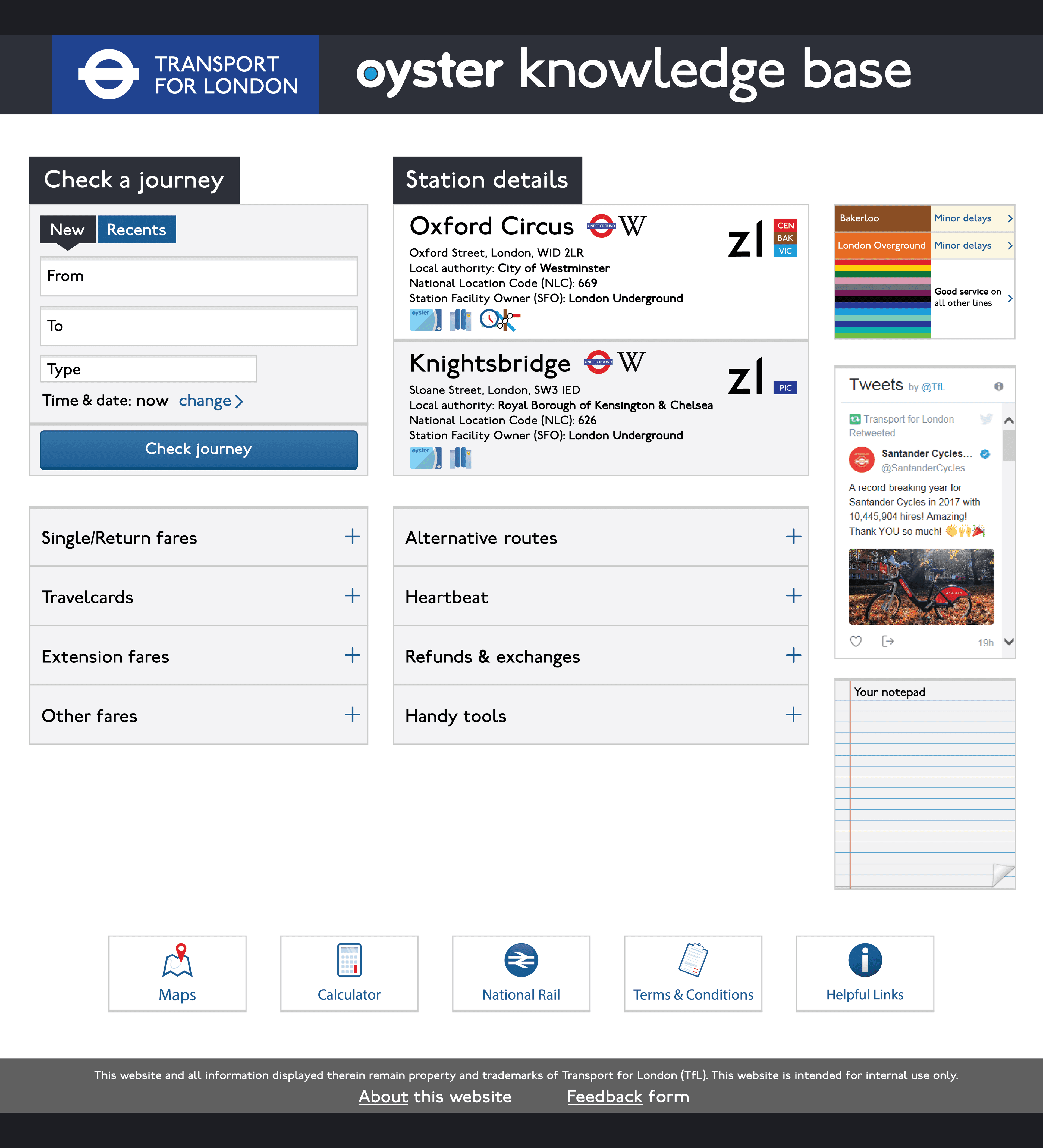 Transport for London Agent Dashboard